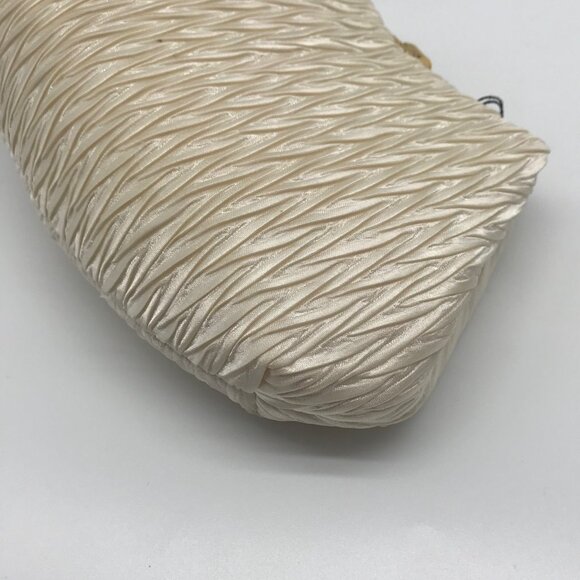 Morgan Taylor Ruched Ivory Satin Evening Crossbody - Picture 9 of 11